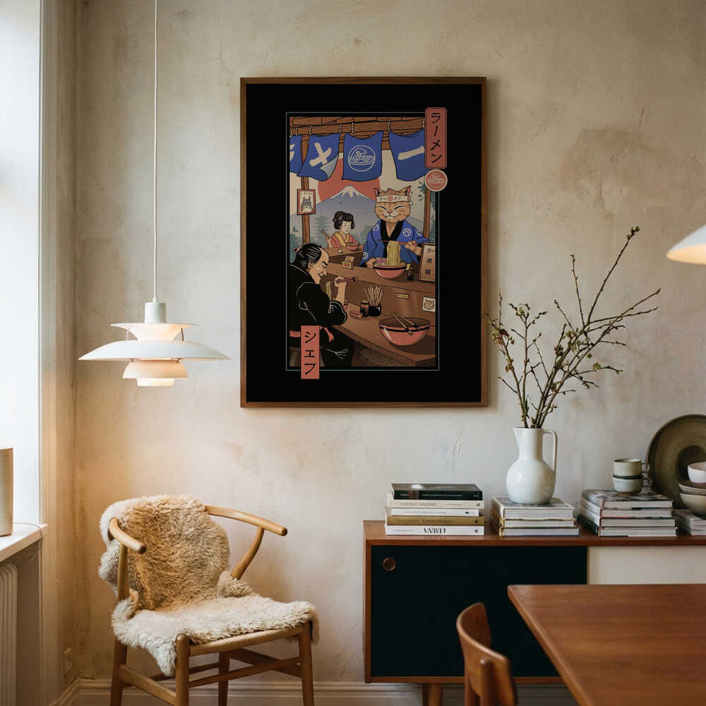 Ramen Meowster Art Print UK — Japanese Vibrant Wall Art — Kitchen — Wall It All Prints