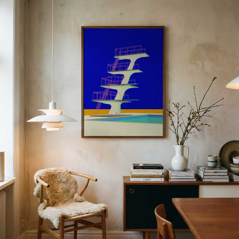 Diving Tower Art Print UK — Abstract Vibrant Wall Art — Office — Wall It All Prints