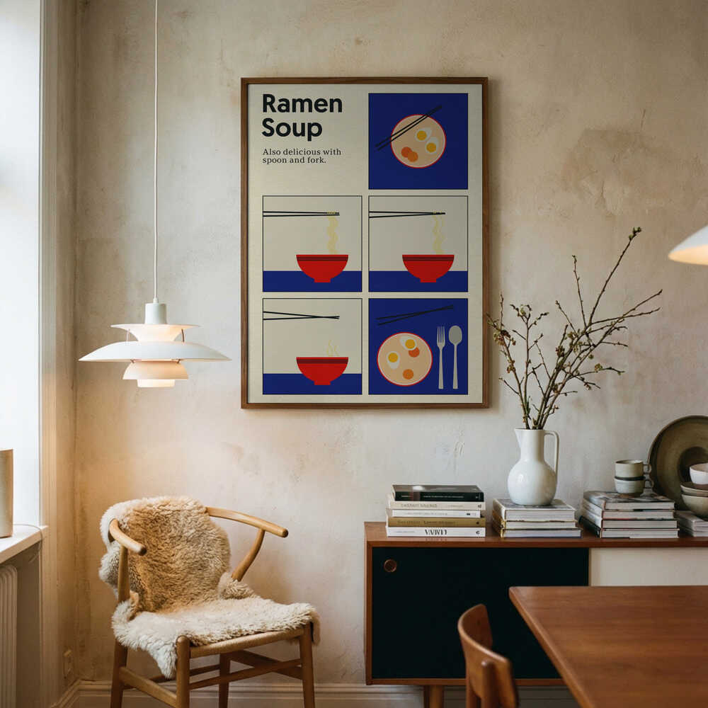 Poster Ramen Soup Art Print UK — Japanese Minimal Wall Art — Kitchen — Wall It All Prints