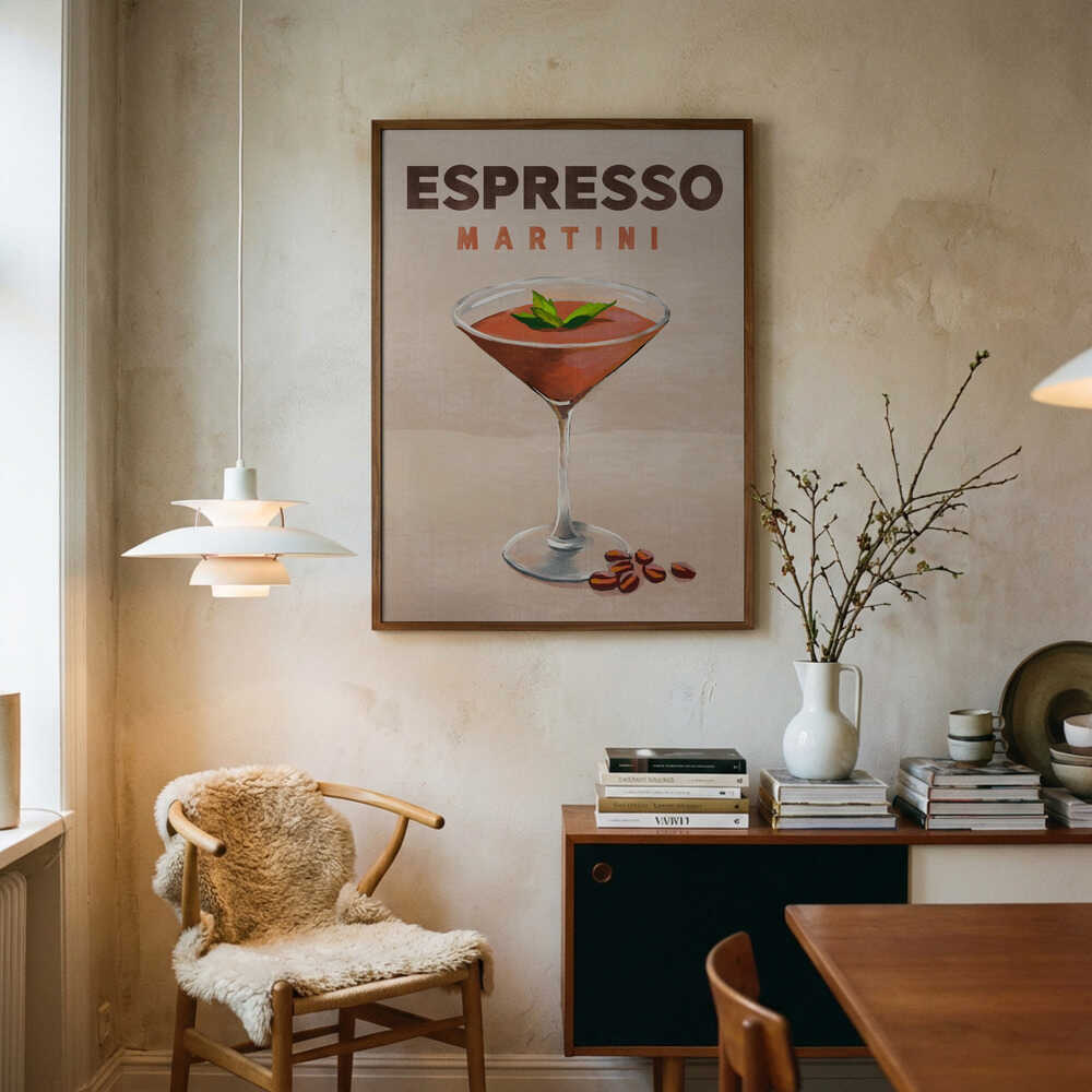 Espresso Martini Cocktail Bar Decor Art Print UK — Dark Moody Dark Wall Art — Kitchen — Wall It All Prints