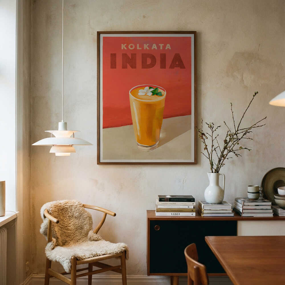 Travel Poster Cocktail Kolkata India Art Print UK — Botanical Vibrant Wall Art — Living Room — Wall It All Prints