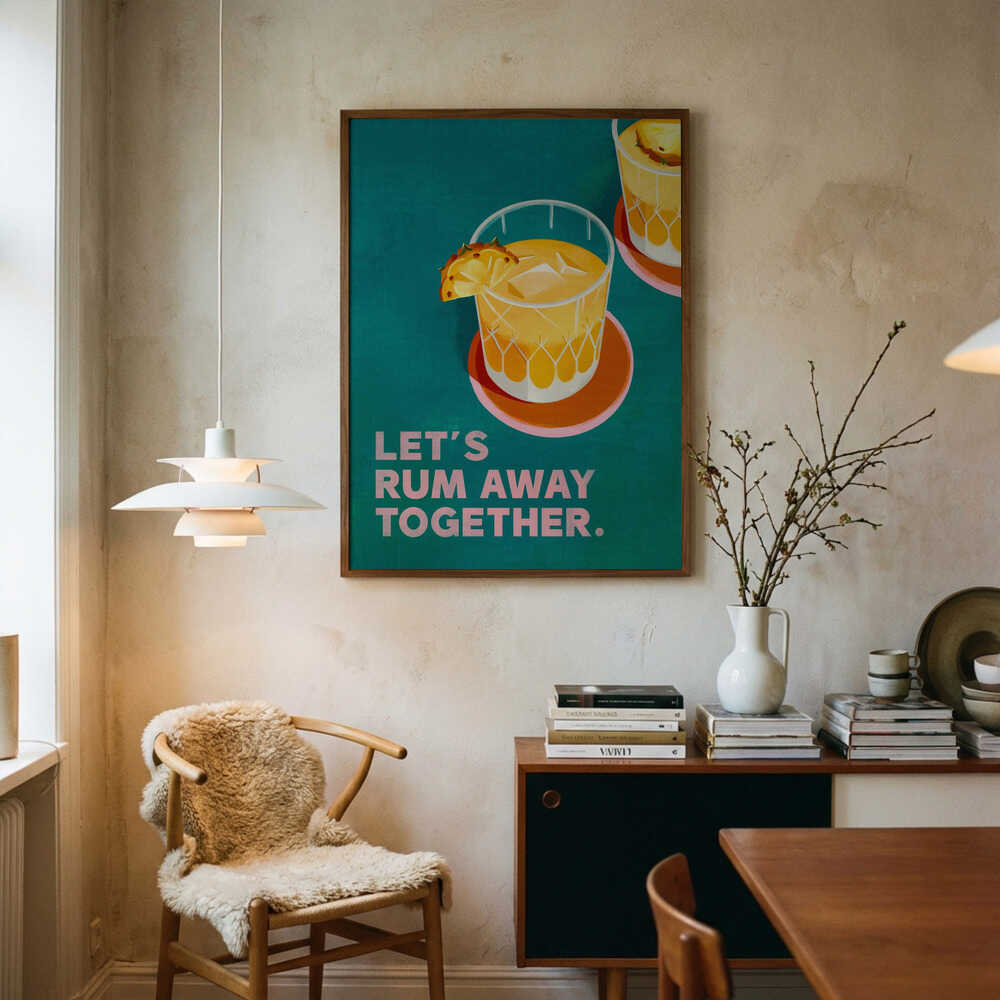 Rum Away Beach Bar Cocktail Art Art Print UK — Landscape Fresh Wall Art — Living Room — Wall It All Prints