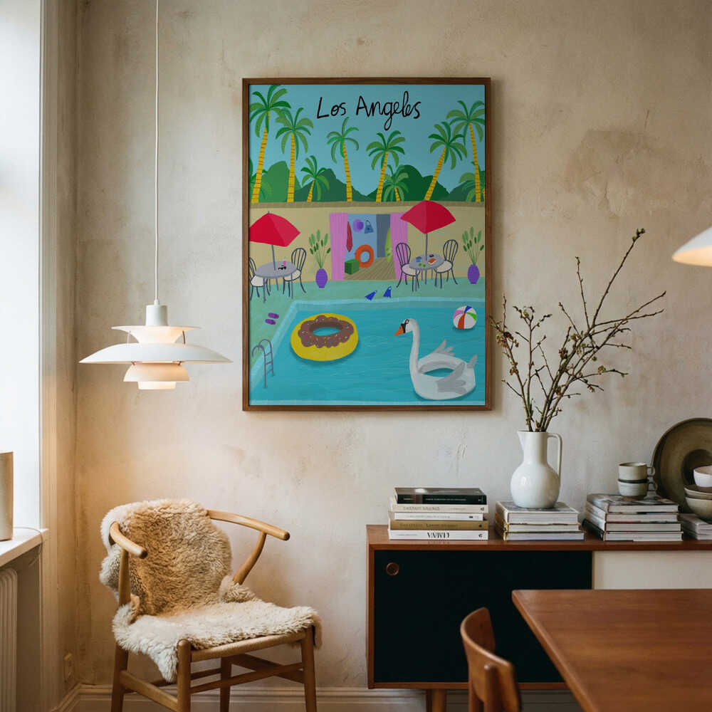Vibrant Los Angeles Pool Day Art Print UK — Animal Vibrant Wall Art — Living Room — Wall It All Prints