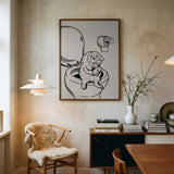 Funny Cat Bathroom Break Art Print UK — Animal Minimal Wall Art — Bathroom — Wall It All Prints