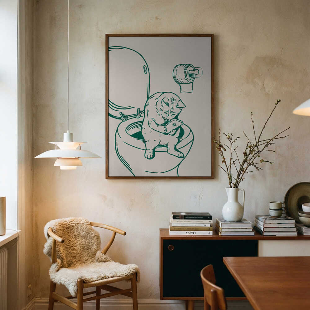 Funny Cat On Toilet Art Print UK — Animal Fresh Wall Art — Bathroom — Wall It All Prints