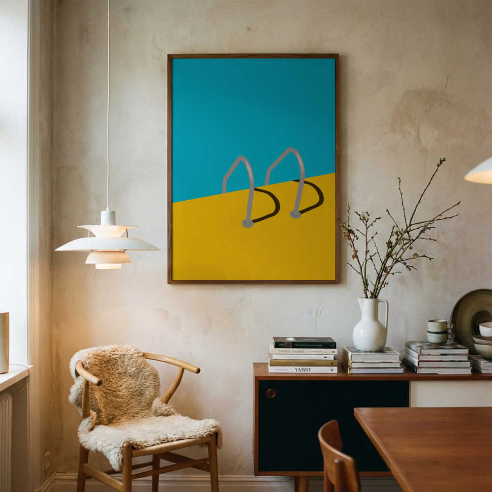 Bright Pool Ladder Art Print UK — Abstract Vibrant Wall Art — Office — Wall It All Prints