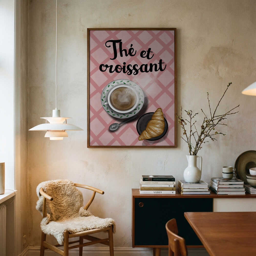 Warm Tea and Croissant Art Print UK — Food Warm Wall Art — Kitchen — Wall It All Prints