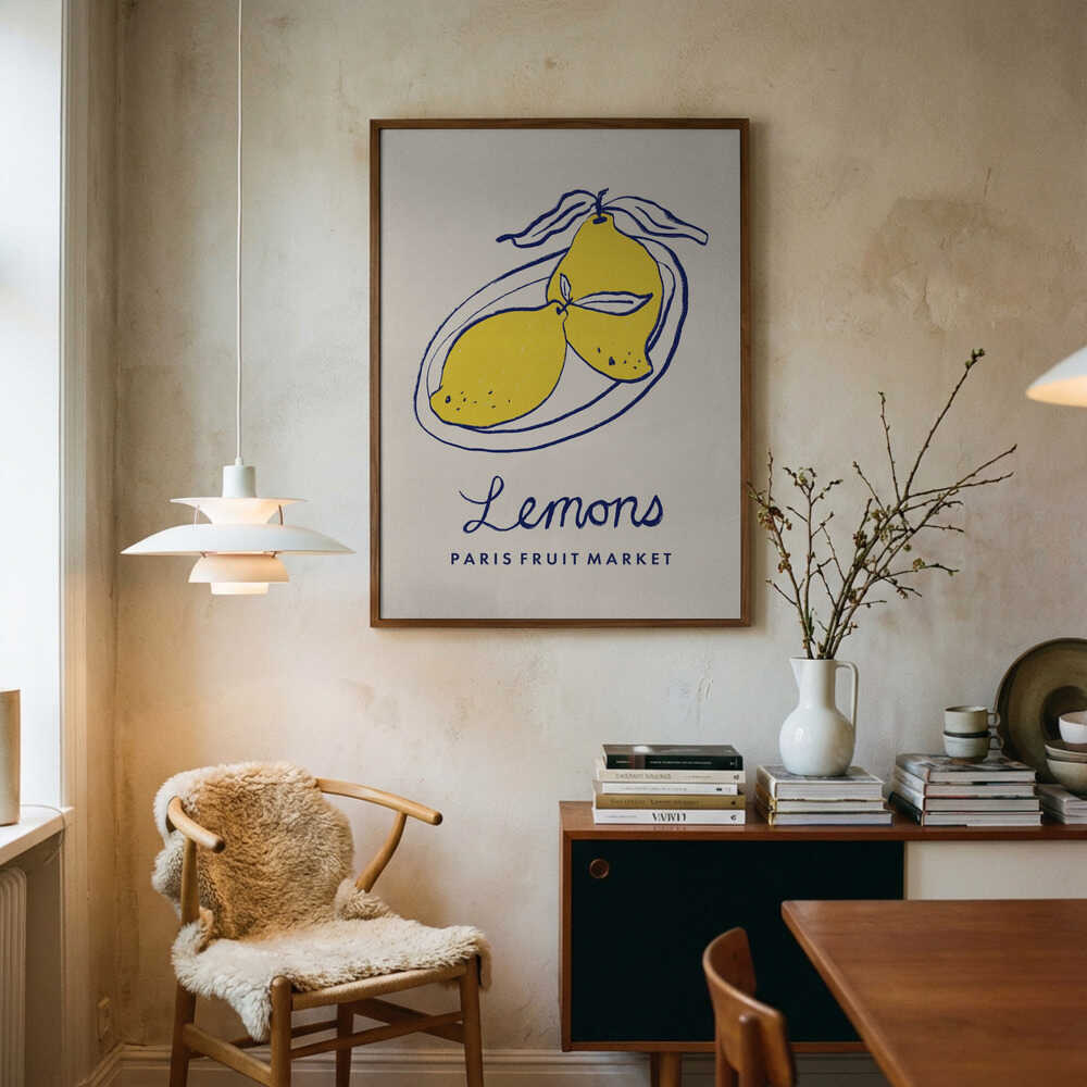 Paris Fruit Market Lemons Art Print UK — Vintage Vibrant Wall Art — Kitchen — Wall It All Prints