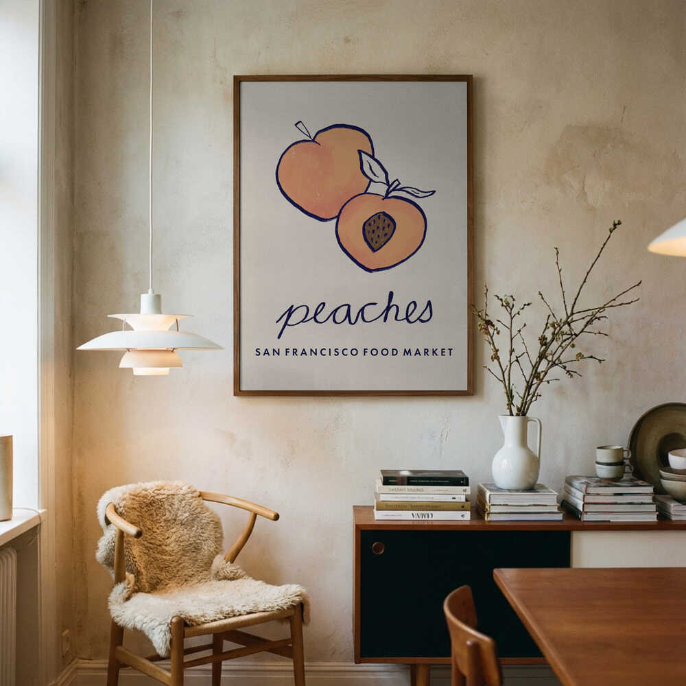 Fresh Summer Peaches Art Print UK — Botanical Fresh Wall Art — Kitchen — Wall It All Prints