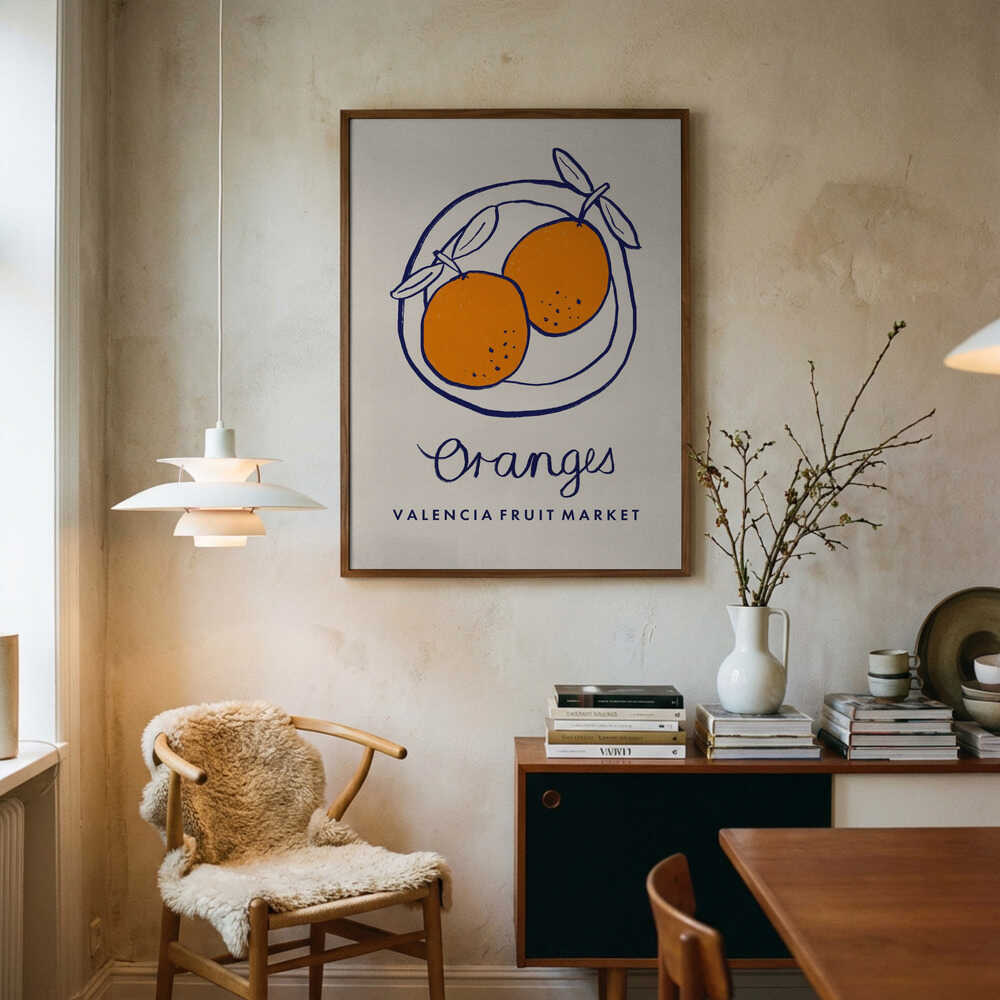 Valencia Market Oranges Art Print UK — Abstract Vibrant Wall Art — Kitchen — Wall It All Prints