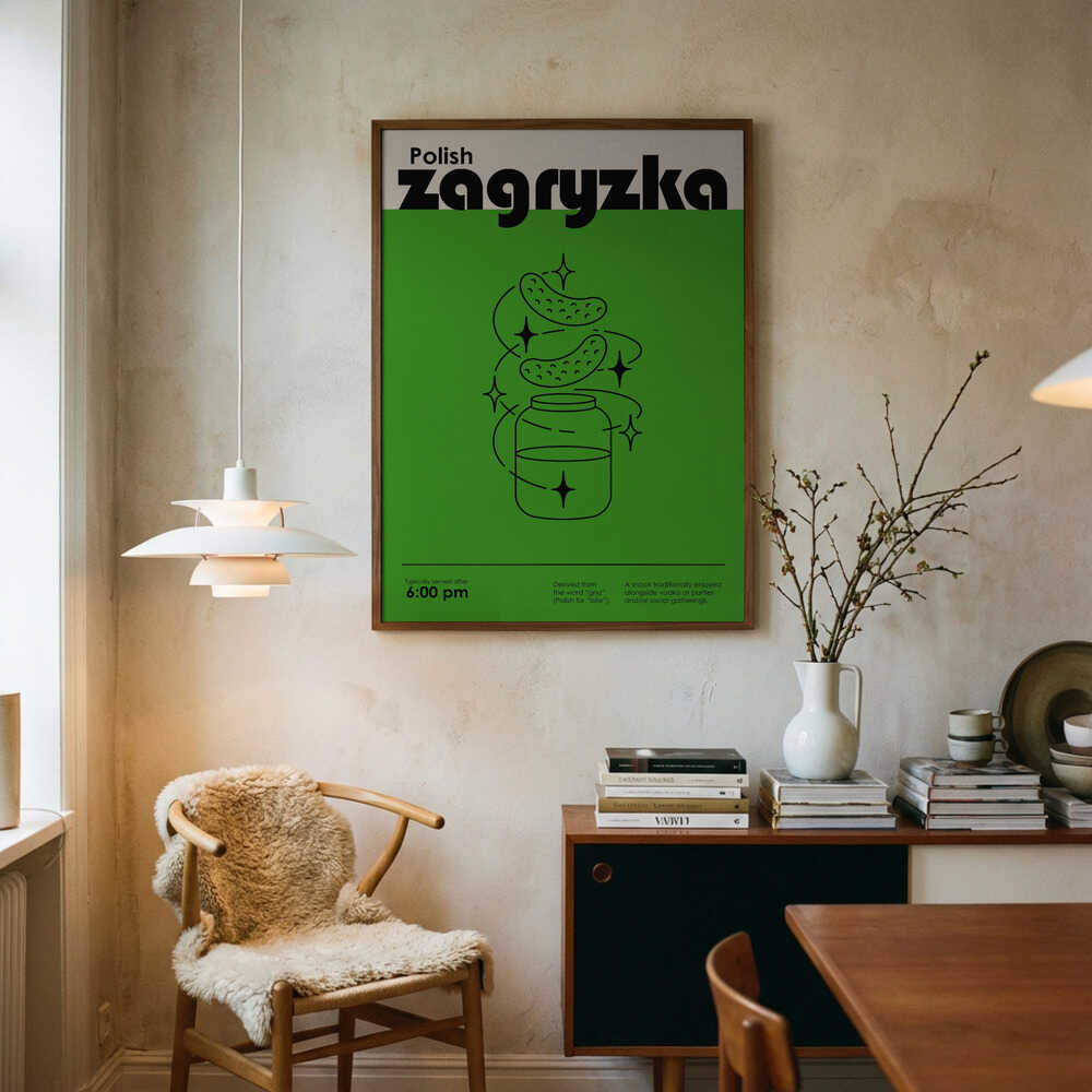 Green Polish Snack Art Print UK — Abstract Dark Wall Art — Kitchen — Wall It All Prints