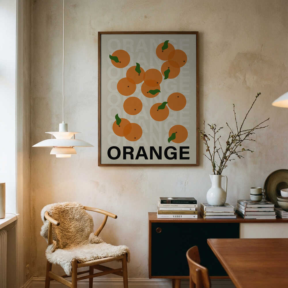 Fresh Orange Design Art Print UK — Botanical Vibrant Wall Art — Kitchen — Wall It All Prints