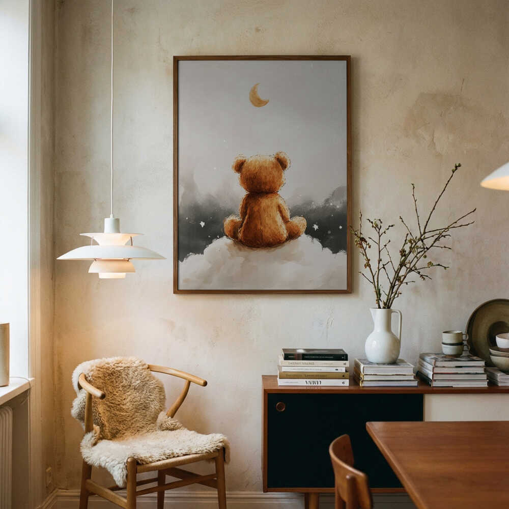 Moonlit Bear Dreams Art Print UK — Celestial Calm Wall Art — Bedroom — Wall It All Prints
