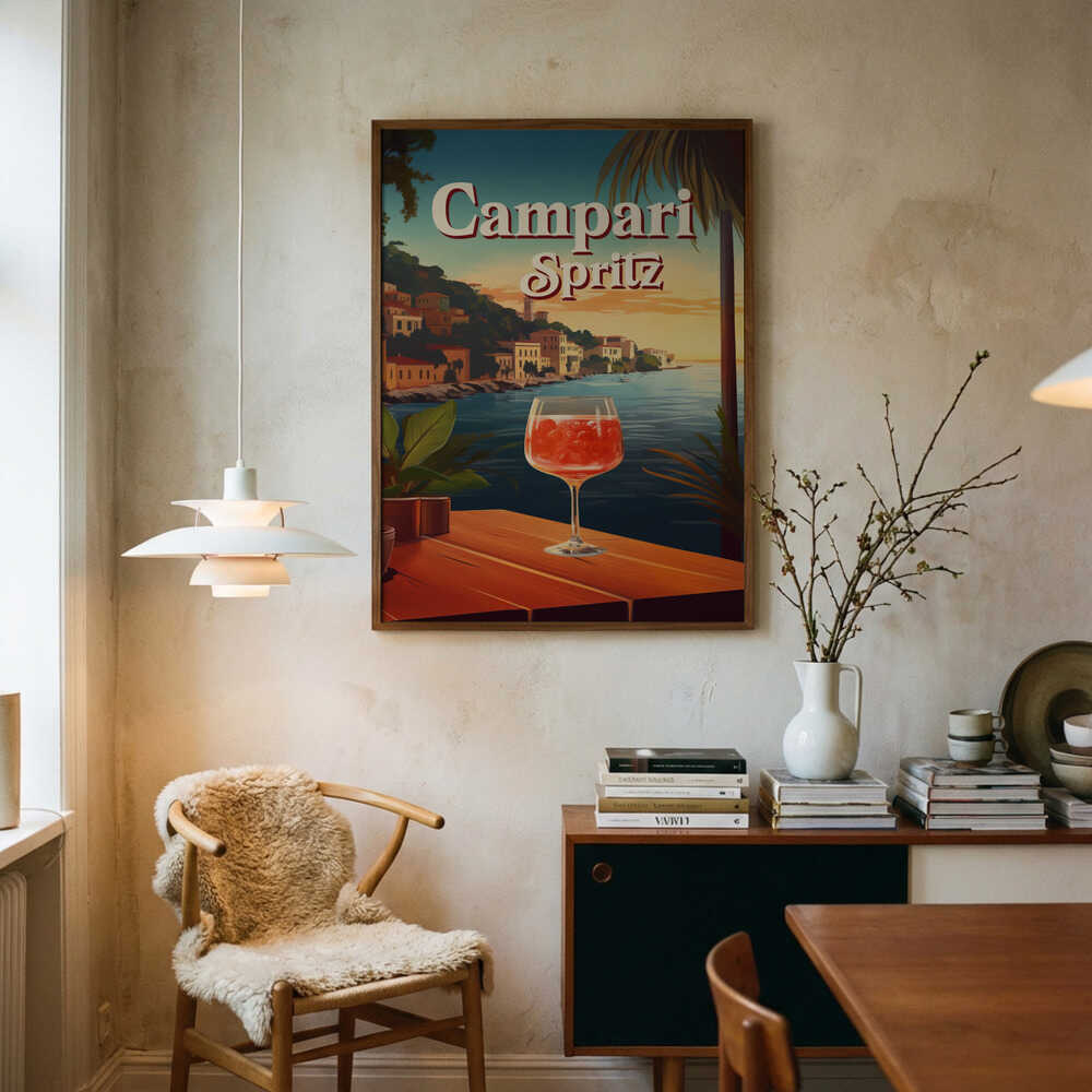 Campari Spritz Seaside Sunset Art Print UK — Landscape Warm Wall Art — Living Room — Wall It All Prints