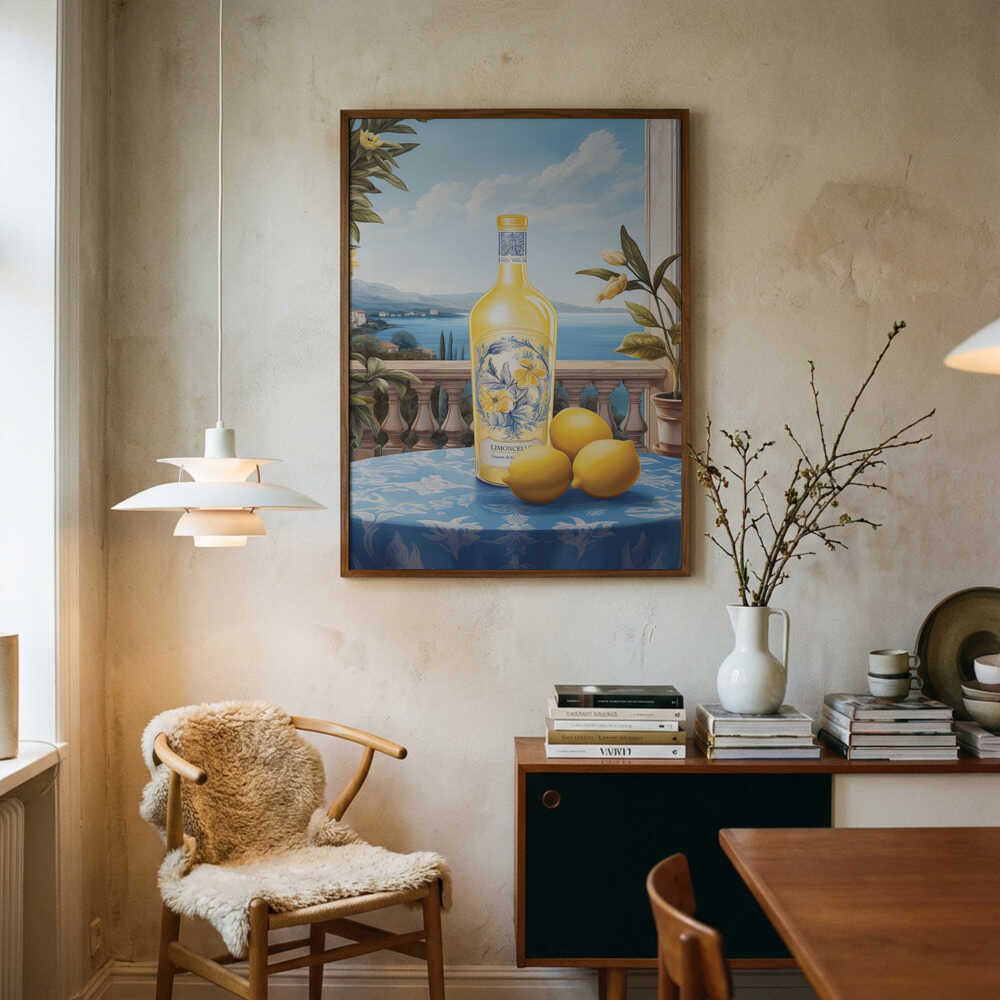 Limoncello Coastal View Art Print UK — Botanical Vibrant Wall Art — Kitchen — Wall It All Prints