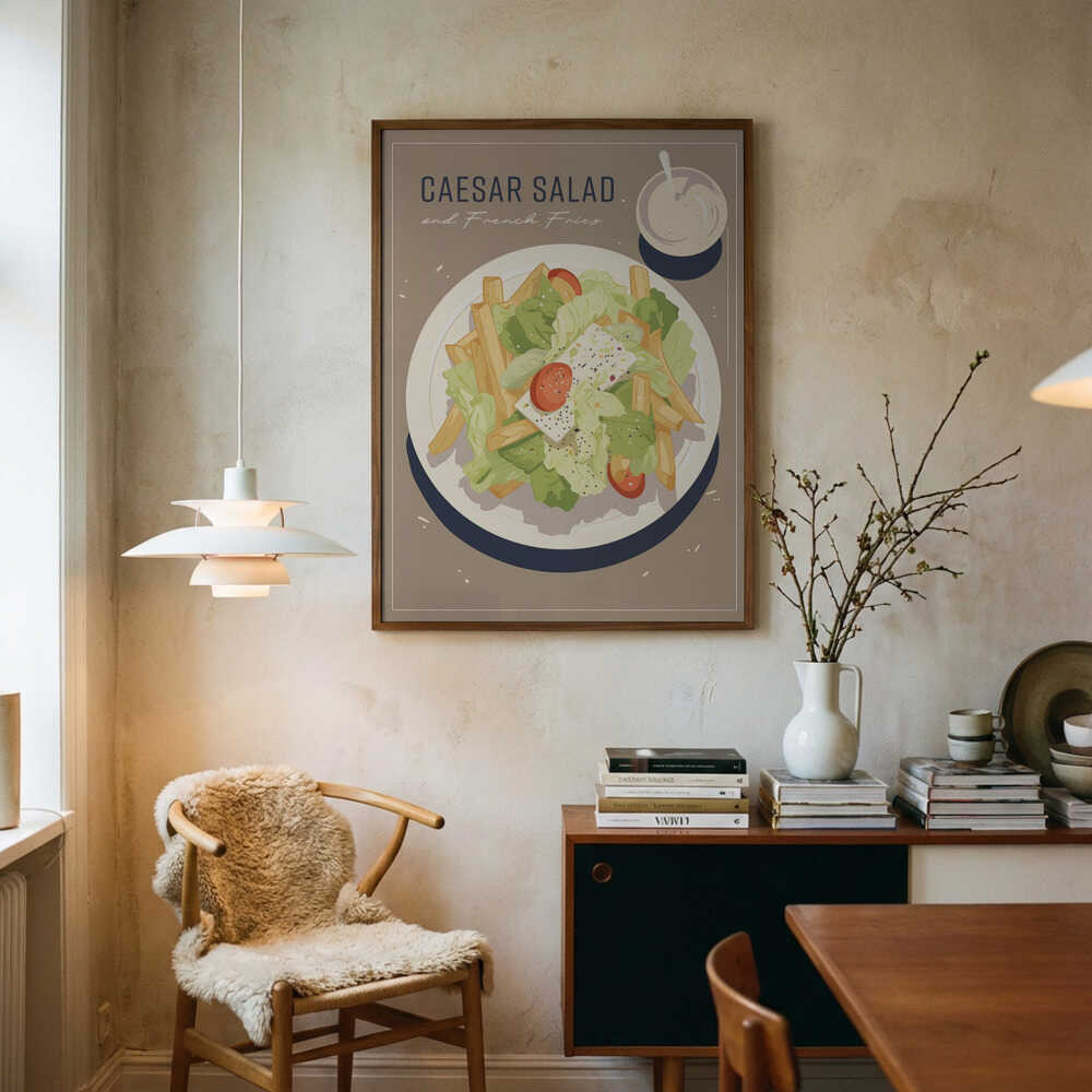 Caesar Salad and French Fries Art Print UK — Abstract Fresh Wall Art — Kitchen — Wall It All Prints