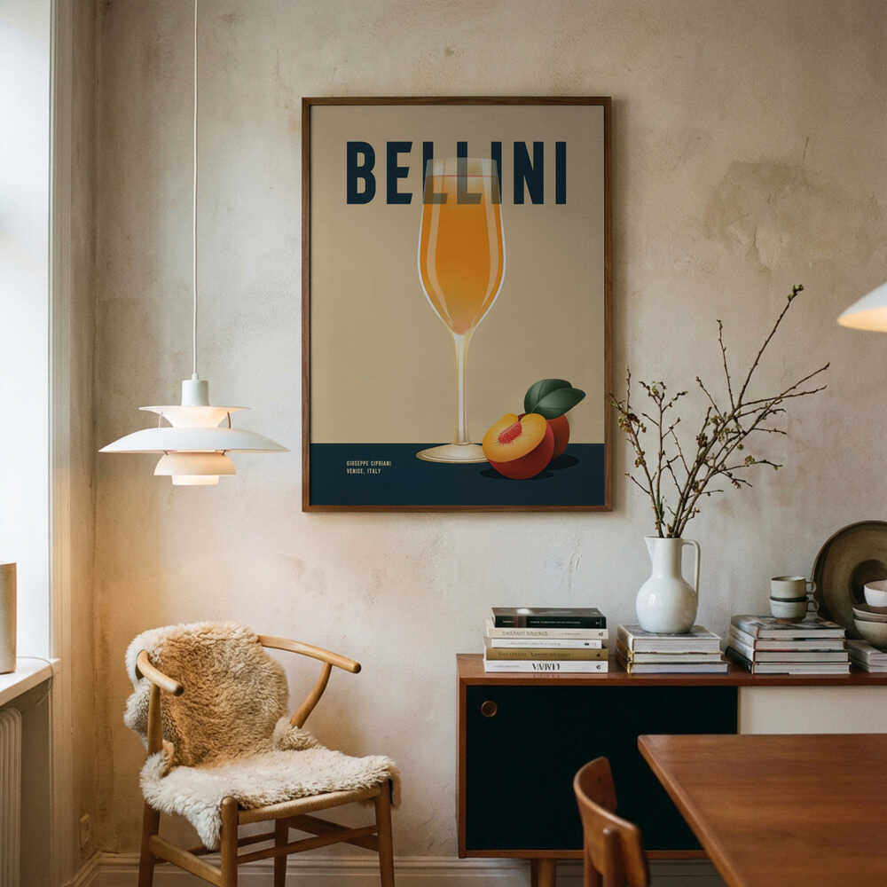 Bellini Peach Cocktail Art Print UK — Abstract Vibrant Wall Art — Kitchen — Wall It All Prints