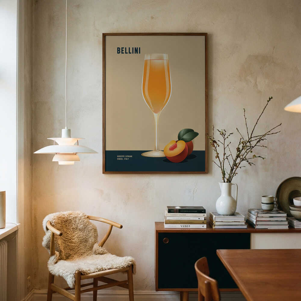 Refreshing Peach Bellini Art Print UK — Abstract Minimal Wall Art — Kitchen — Wall It All Prints