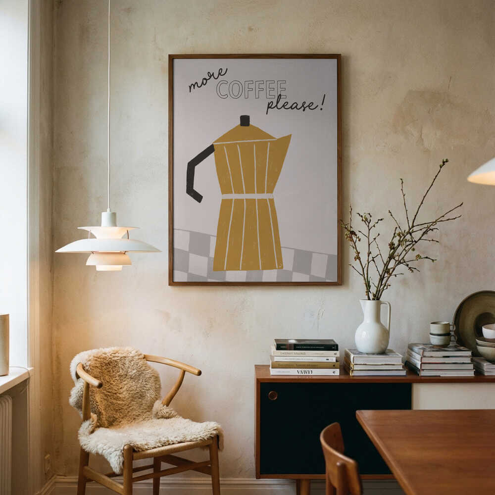 Moka Pot Coffee Please Art Print UK — Abstract Vibrant Wall Art — Kitchen — Wall It All Prints