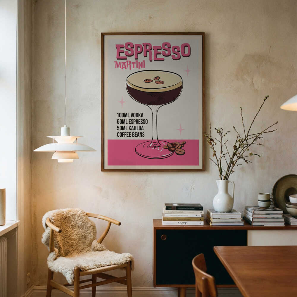 Retro Espresso Martini Art Print UK — Abstract Vibrant Wall Art — Kitchen — Wall It All Prints