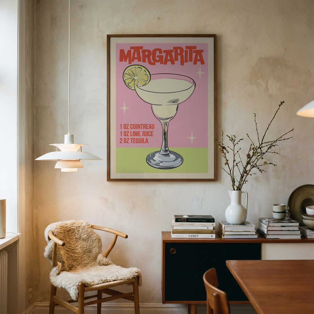 Margarita Cocktail Recipe Art Print UK — Abstract Vibrant Wall Art — Kitchen — Wall It All Prints