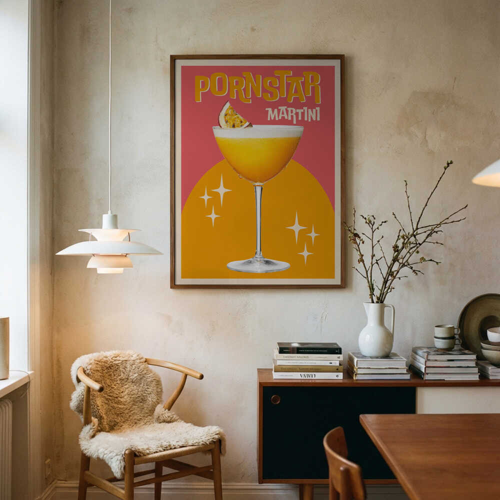 Vibrant Pornstar Martini Art Print UK — Abstract Vibrant Wall Art — Kitchen — Wall It All Prints