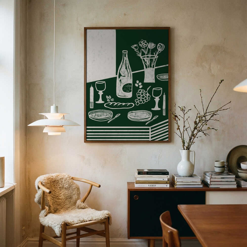 Rustic Dinner Table Art Print UK — Botanical Fresh Wall Art — Kitchen — Wall It All Prints