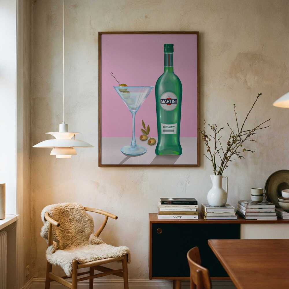 Martini Cocktail Art Print UK — Vintage Minimal Wall Art — Living Room — Wall It All Prints