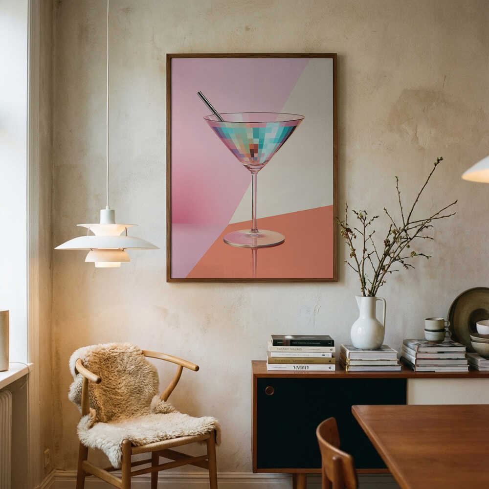 Disco Martini Cocktail Art Print UK — Abstract Vibrant Wall Art — Office — Wall It All Prints