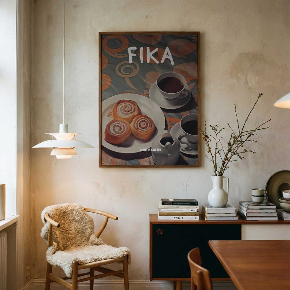 Swedish Fika Break Art Print UK — Vintage Vibrant Wall Art — Kitchen — Wall It All Prints