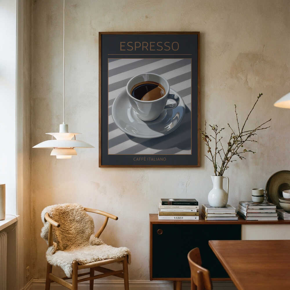 Espresso Morning Light Art Print UK — Dark Moody Dark Wall Art — Kitchen — Wall It All Prints