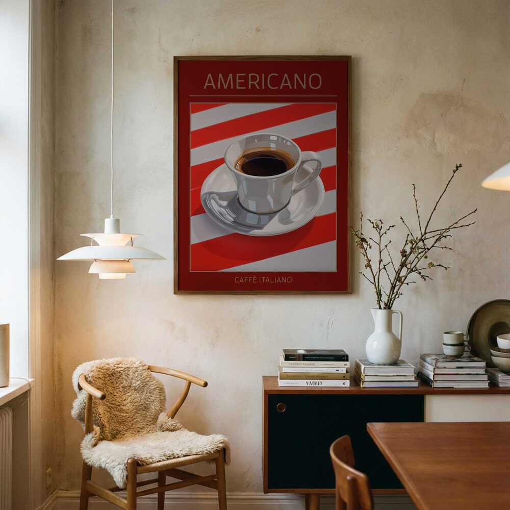Classic Americano Coffee Art Print UK — Abstract Vibrant Wall Art — Kitchen — Wall It All Prints
