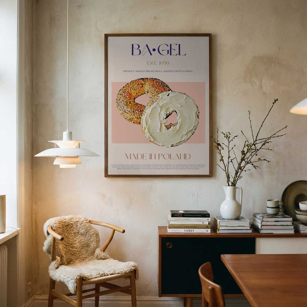 Bagels and Cream Cheese Art Print UK — Abstract Minimal Wall Art — Kitchen — Wall It All Prints