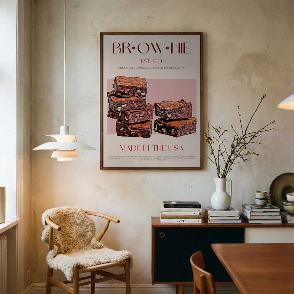 Fresh Baked Brownies Art Print UK — Food Warm Wall Art — Kitchen — Wall It All Prints