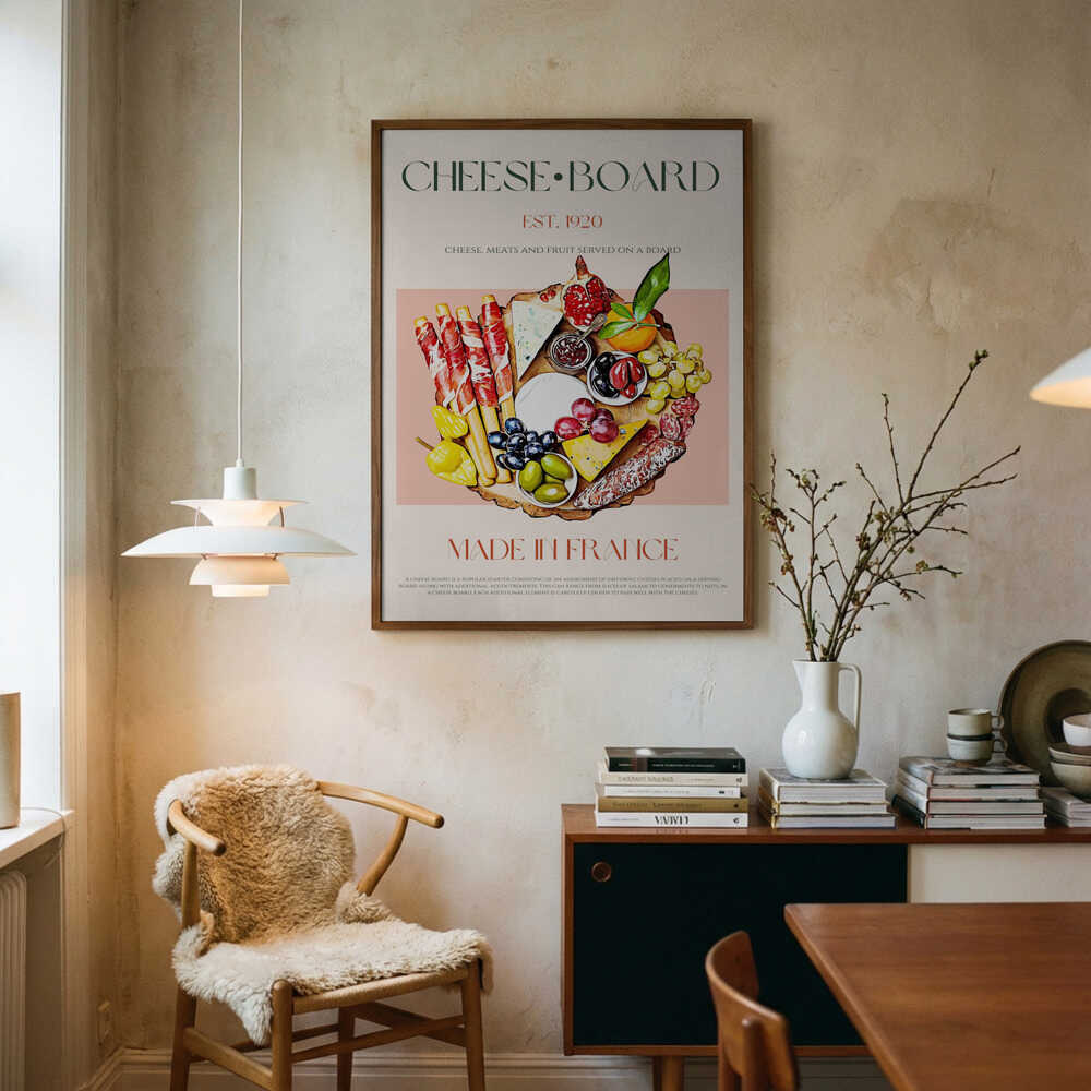 Gourmet Cheese Board Art Print UK — Food Vibrant Wall Art — Kitchen — Wall It All Prints