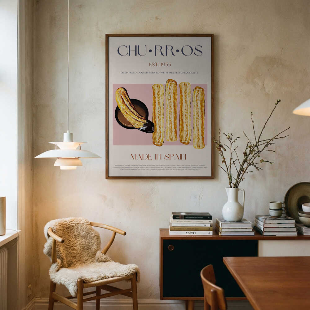 Churros With Chocolate Art Print UK — Food Warm Wall Art — Kitchen — Wall It All Prints