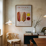 Classic American Hot Dogs Art Print UK — Vintage Vibrant Wall Art — Kitchen — Wall It All Prints