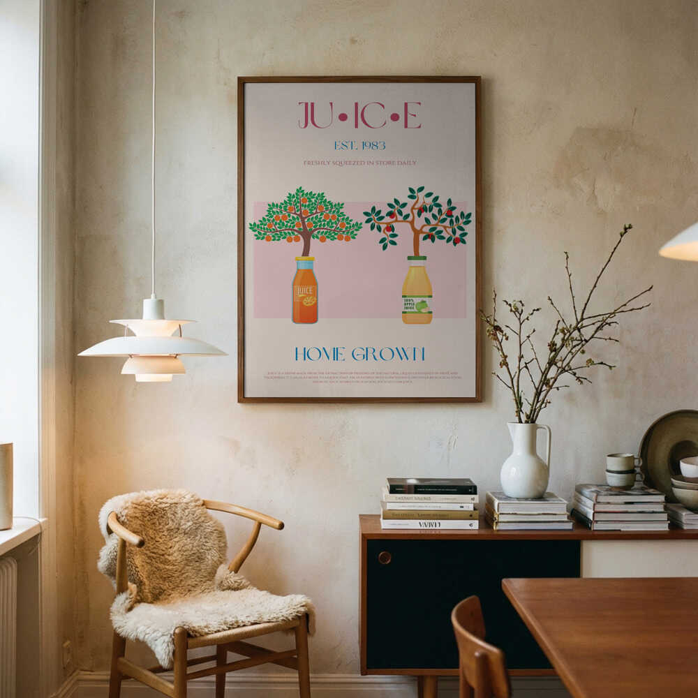 Home Grown Juices Art Print UK — Botanical Fresh Wall Art — Kitchen — Wall It All Prints