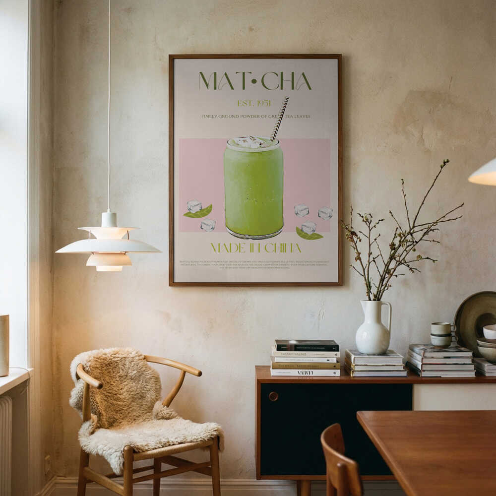 Matcha Iced Drink Art Print UK — Food Calm Wall Art — Kitchen — Wall It All Prints