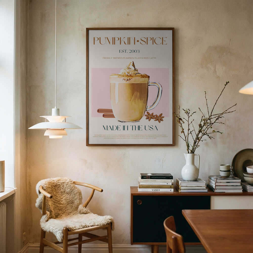Pumpkin Spice Latte Art Print UK — Vintage Warm Wall Art — Kitchen — Wall It All Prints