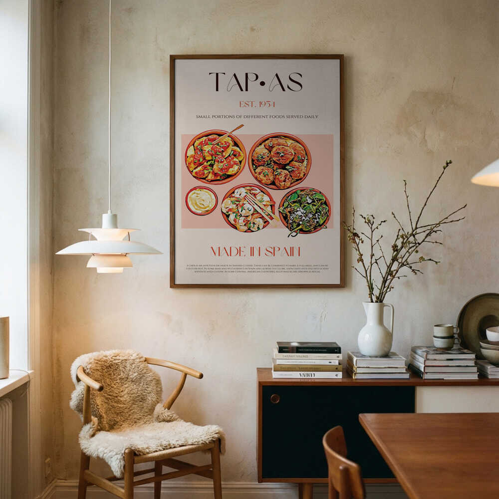 Flavorful Spanish Bites Art Print UK — Vintage Vibrant Wall Art — Kitchen — Wall It All Prints