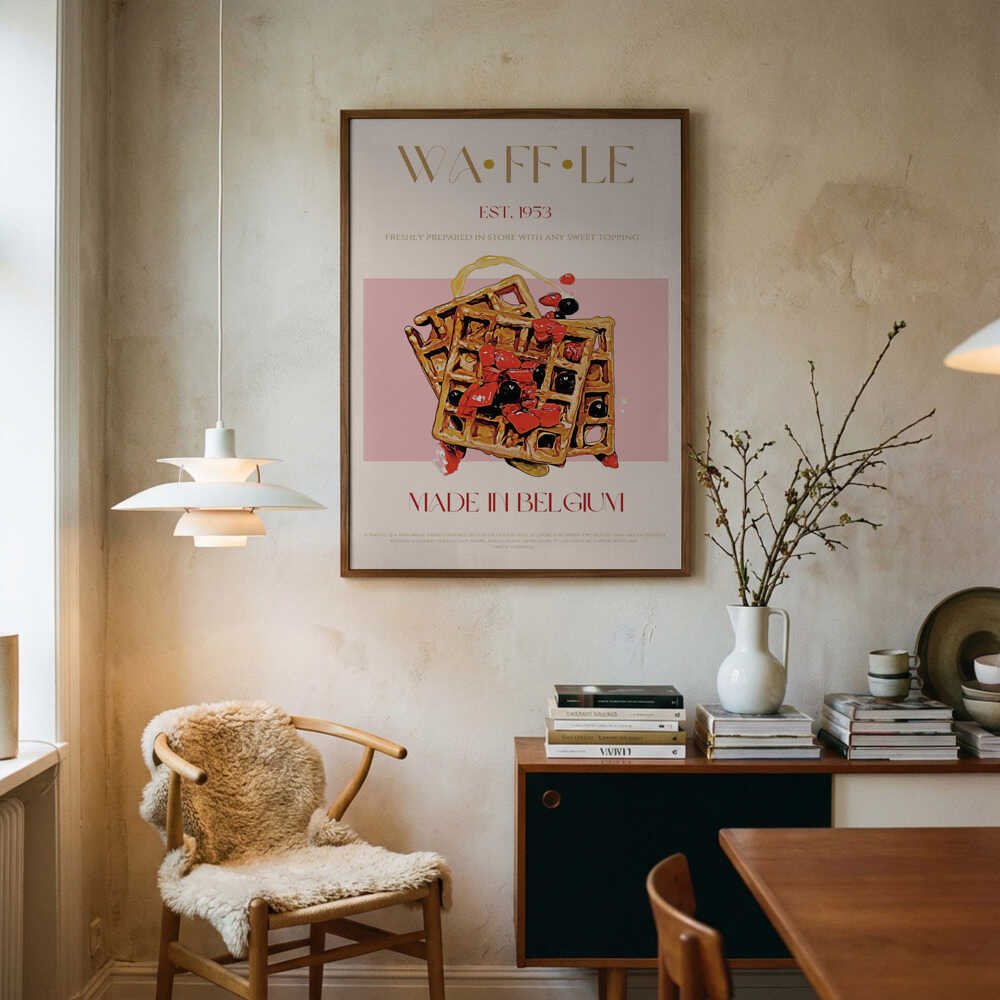 Belgian Waffles with Berries Art Print UK — Food Warm Wall Art — Kitchen — Wall It All Prints