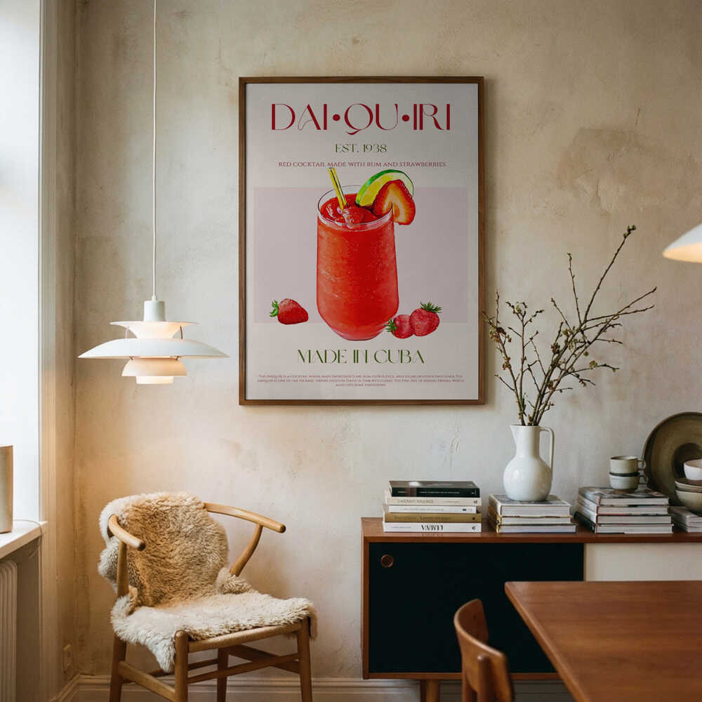 Classic Strawberry Daiquiri Art Print UK — Japanese Vibrant Wall Art — Kitchen — Wall It All Prints
