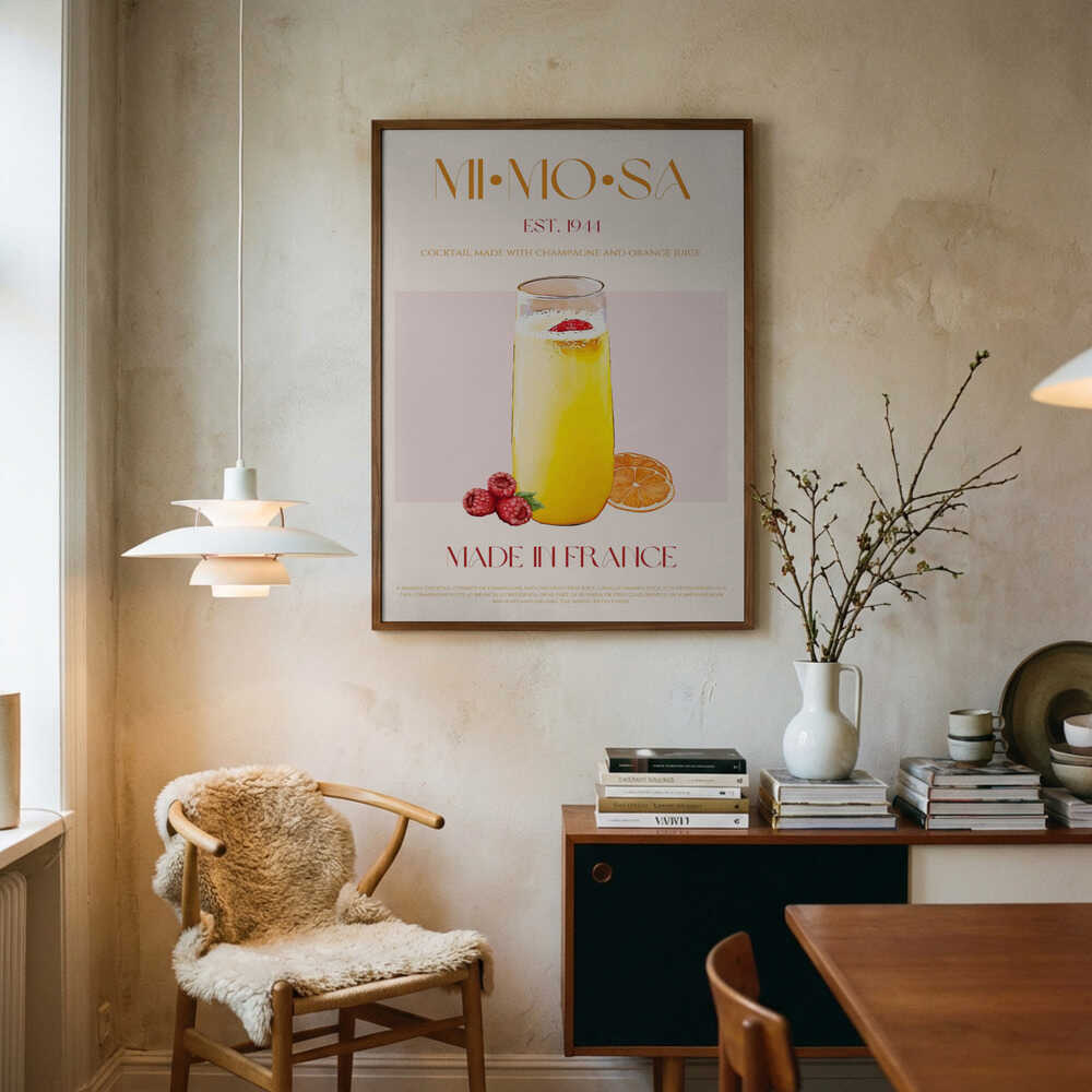 Vibrant Mimosa Cocktail Art Print UK — Food Vibrant Wall Art — Kitchen — Wall It All Prints