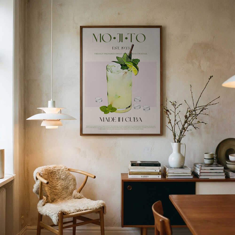 Refreshing Cuban Mojito Art Print UK — Vintage Fresh Wall Art — Living Room — Wall It All Prints