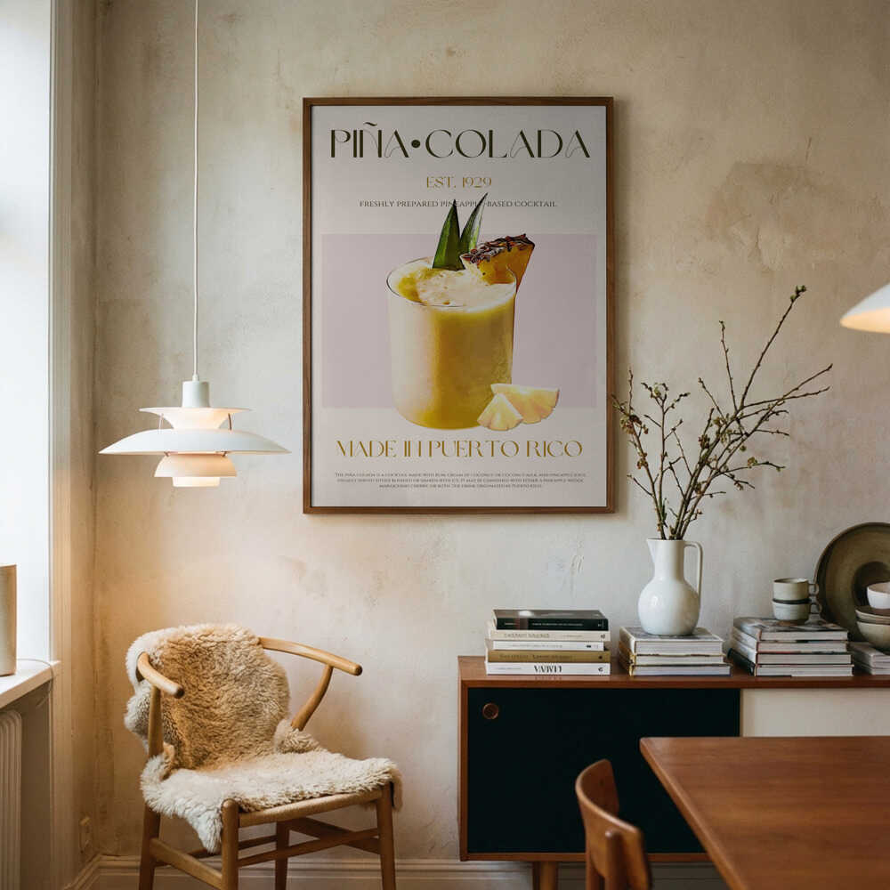 Puerto Rico Piña Colada Art Print UK — Food Vibrant Wall Art — Kitchen — Wall It All Prints