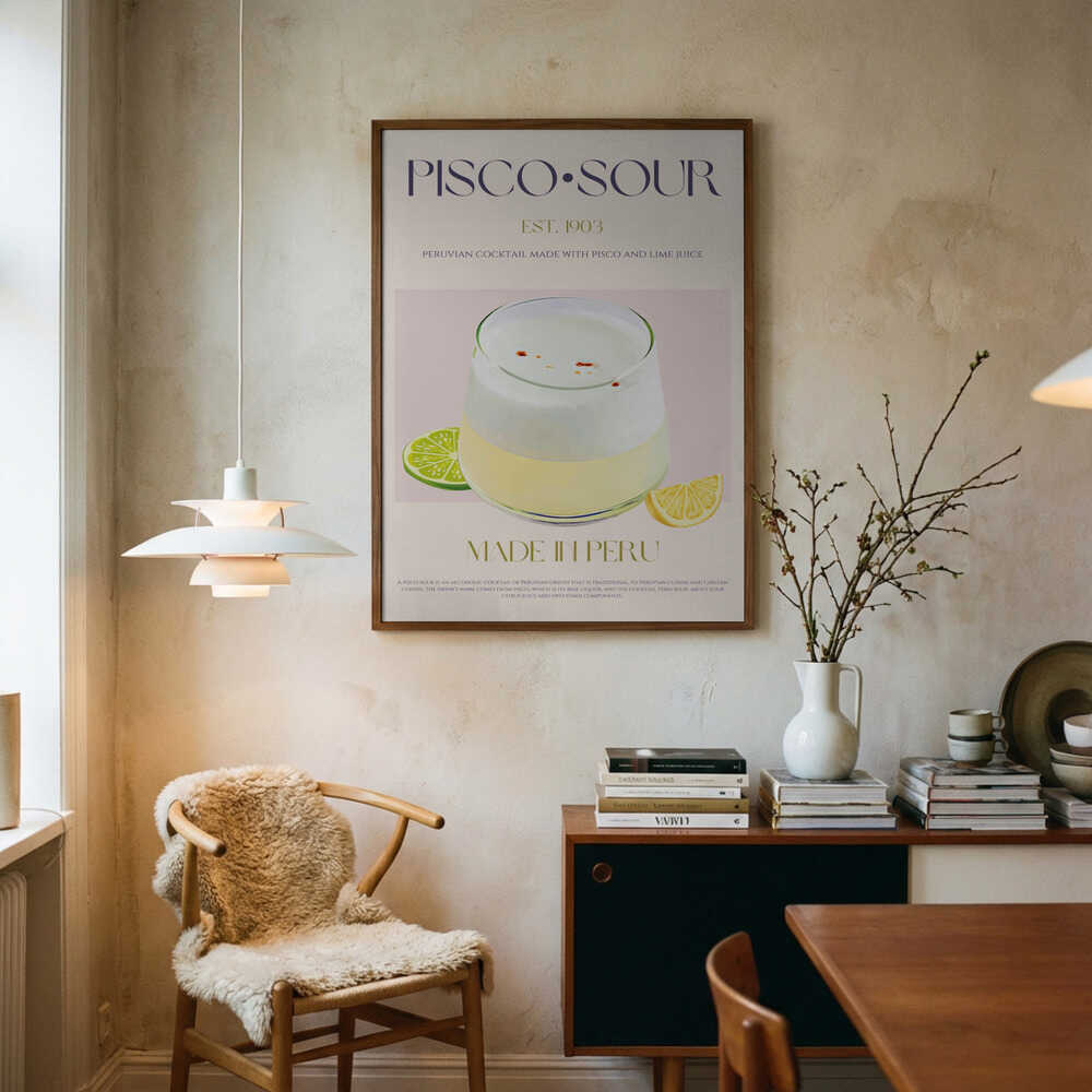 Peruvian Pisco Sour Cocktail Art Print UK — Vintage Fresh Wall Art — Kitchen — Wall It All Prints
