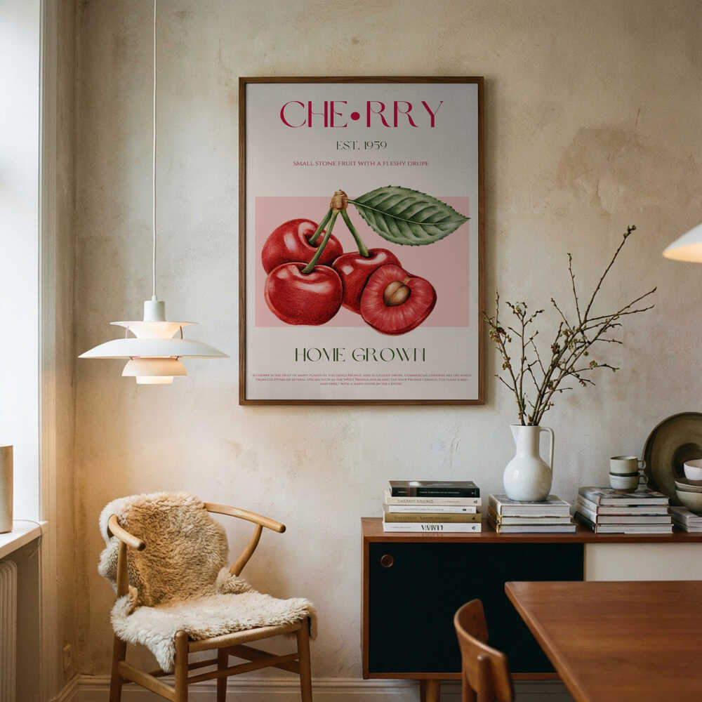 Home Grown Cherries Art Print UK — Botanical Fresh Wall Art — Kitchen — Wall It All Prints