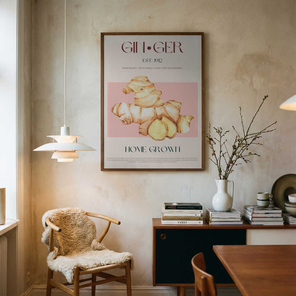 Home Grown Ginger Art Print UK — Botanical Warm Wall Art — Kitchen — Wall It All Prints
