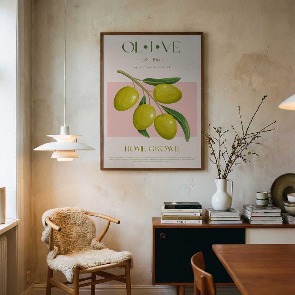 Green Olive Branch Art Print UK — Botanical Minimal Wall Art — Kitchen — Wall It All Prints